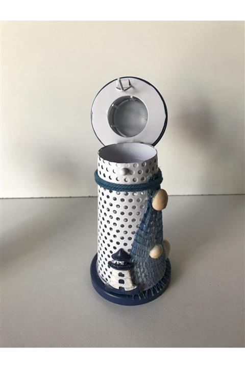 YAHŞİ Metal Işıklı Deniz Feneri Mumluk,orta, Metal Mumlu, Gece Lambası, Dekoratif Renkli Işıklı Deniz Fene