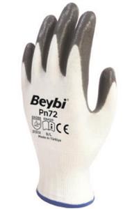 Beybi Nitril Poly Pn72 10 Beden Beyaz Gri Eldiven 12li Paket