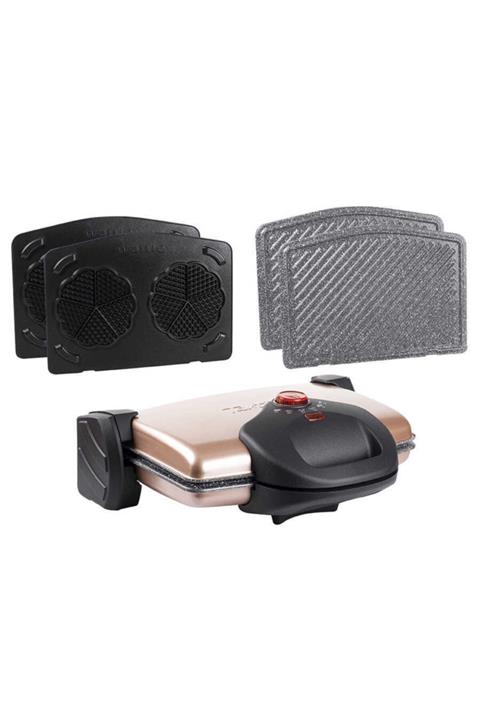 Tantitoni Granit Waffle Plakalı Rose Gold Izgara Ve Tost Makinesi
