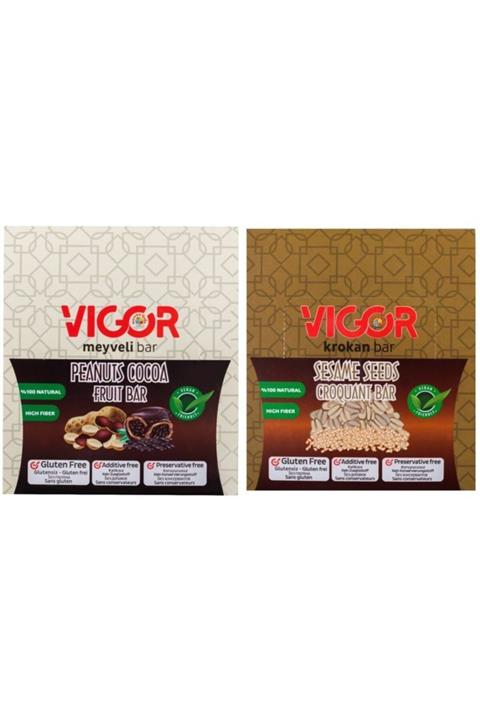 Vigor Lezzet Ikilisi Kakaolu Meyveli Bar Ve Susam Çekirdekli Krokan Bar 2 * 16 Adet