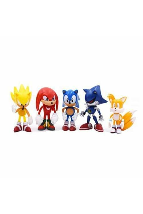 MuditaToys Sonic Mini Figür Oyuncak 5 Figürlü Oyuncak Seti Super Metal Kirpi Sonic Tails Knuckles