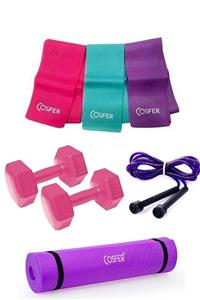 Cosfer 4 Parça Pilates Seti Mor Renk