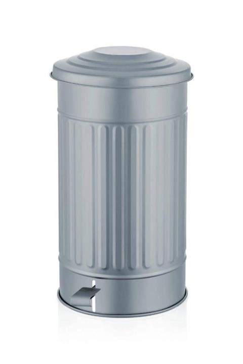 The Mia Galvaniz 30lt 50x30cm Orta Çöp Kovası Metalik Gri Tkn003