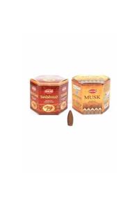 Hem Zen Geri Akışlı Şelale Tütsü Konileri Sandal Ağacı Ve Misk Aromalı 40 Adet Karışık Backflow Incense