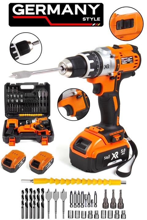 Germany Style Grmpro8036k 58v Max Xr Çift Akülü Darbeli Torklu Matkap 30 Parça Aksesuar