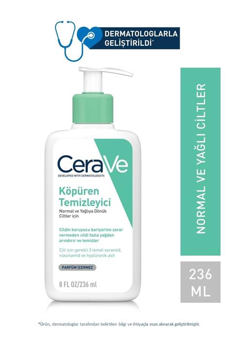 CeraVe Köpüren Temizleyici Seramid İçerikli Normal & Yağlı Ciltler Yüz Vücut 236ml 3337875597197