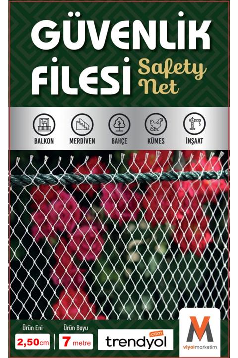 viyolmarketim Balkon Filesi 2.5x 7 Metre Bahçe Balkon Filesi Kedi Kuş Önleme Güvenlik Filesi