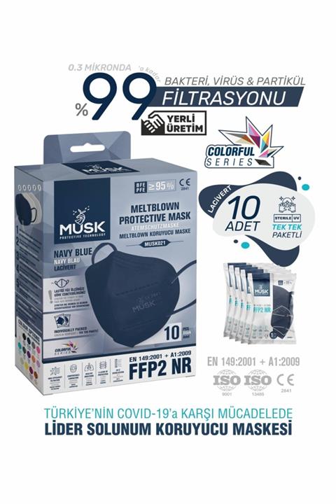 Musk N95 Maske Lacivert 10 Adet