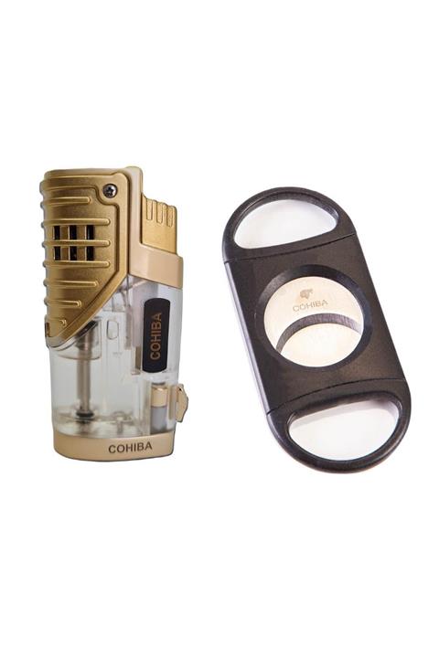 COHİBA 3 Torch Puro Çakmağı Delicili Gold Ve Kesici Set
