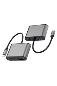 DEHALİMİTED Tw8r Alüminyum Kasa 8in1 Usb3.0 Vga 4k Hdmı Sd Audıo Macbook Pro Type-c Hub Çevirici Çoklayıcı