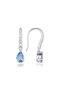 Valori Jewels 0.66 Karat Swarovski Zirkon Mavi Damla Taşlı, Gümüş Kanca Küpe