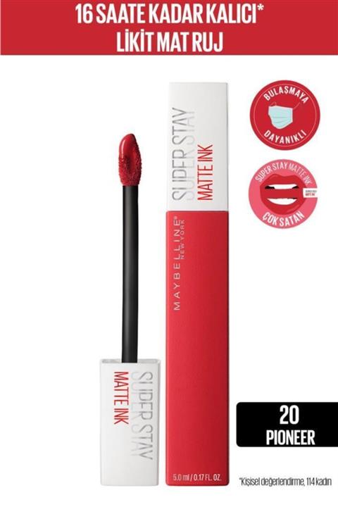 Maybelline New York Super Stay Matte Ink Likit Mat Ruj - 20 Pioneer - Kırmızı