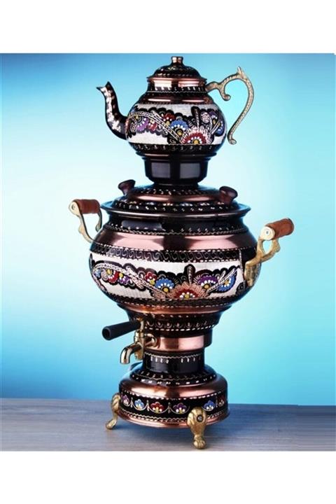 Platin Hediyelik Özel El Işlemeli Bakır Semaver Modeli (elektrikli)