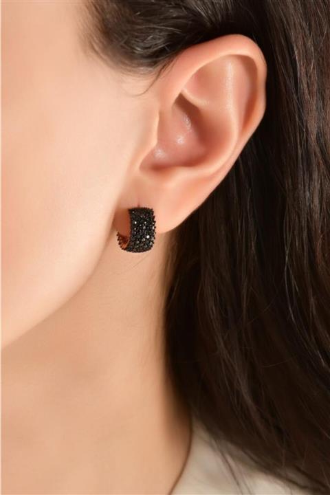 Mai Silver Kadın 925 Siyah Taşlı 5 Sıra Küpe