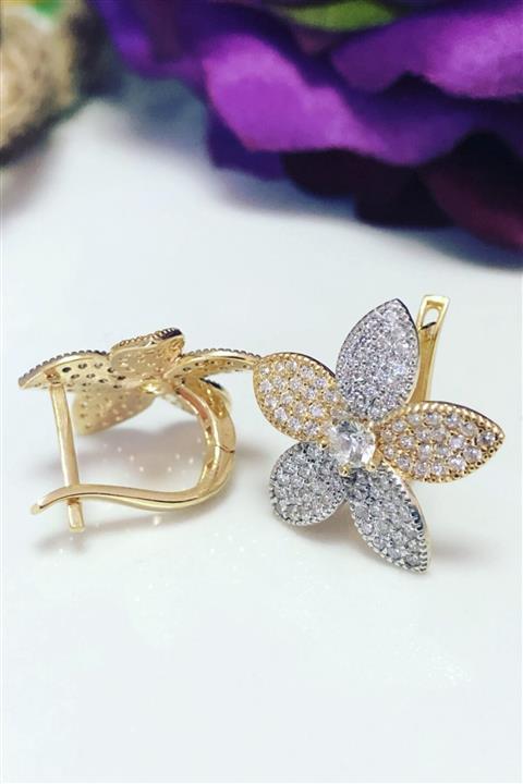 Marylebone Silver 14 Ayar Altın Kaplama Gümüş Çiçek Küpe