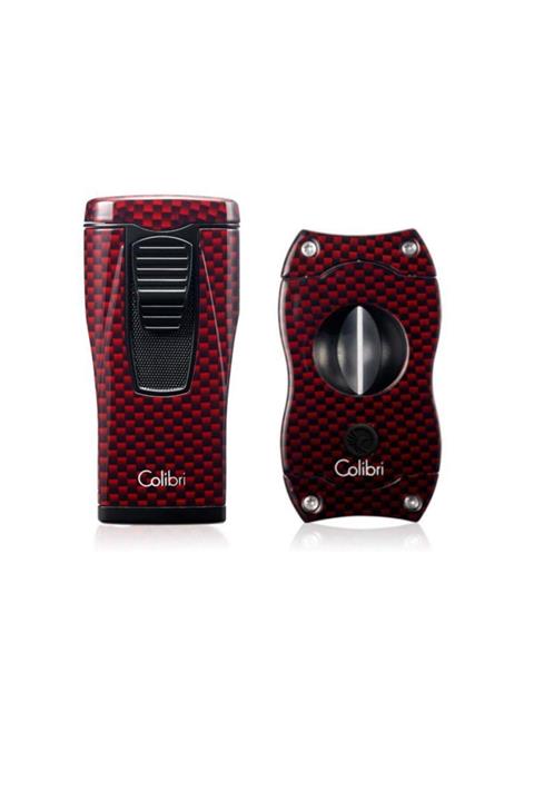 Colibri Monaco Puro Çakmak + V Kesici Seti Karbon Kırmızı