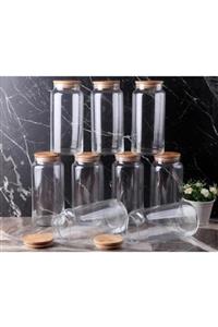 GÖNÜL Karçiçeği Home Konsept Bambu Vakumlu Kapaklı 1,3 Lt Cam Kavanoz 9'lu Set