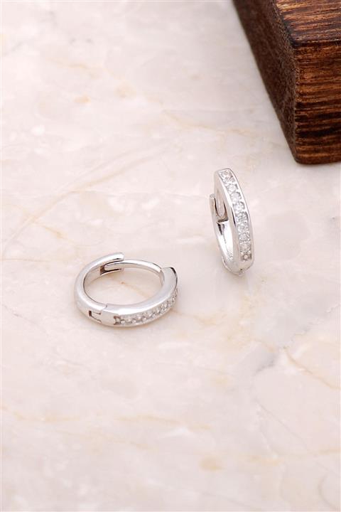 Sümer Telkari Zirkon Taşlı Mini Boy 12 Mm Gümüş Halka Küpe 4970