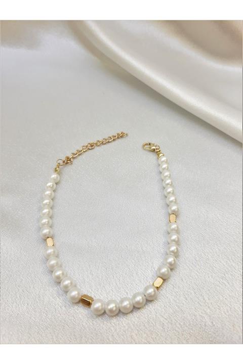 TÜKKAN ACCESSORİES Gold Kaplama Incili Halhal