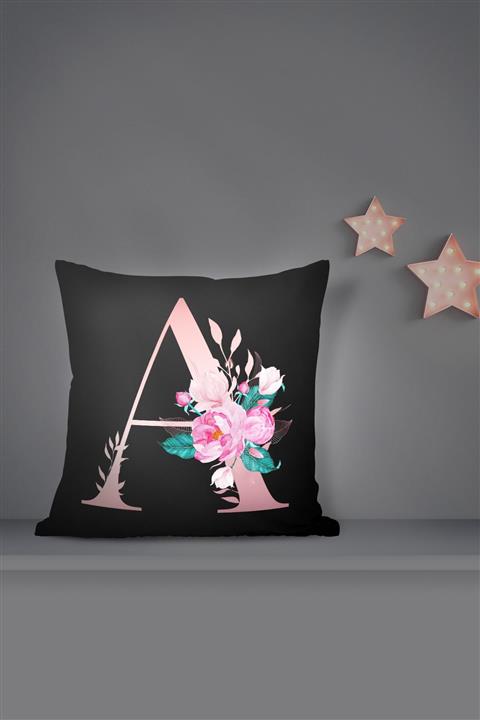 Homamia Çift Taraflı Kırlent Kılıfı A Harfli