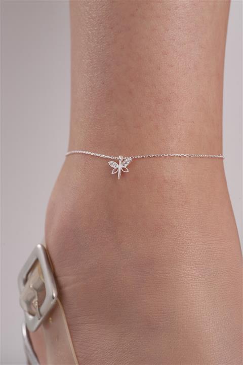 Bilsen Store Kadın Tamamı Orjinal 925 Ayar Gümüş Zirkon Taşlı Minimal Yusufçuk Halhal