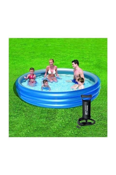 BESTWAY 62002 Pompasıyla,Bestway 51043 - Mega BOY, 3 Boğum, Metalik Şişme Aile Havuzu (201 x 53 cm)