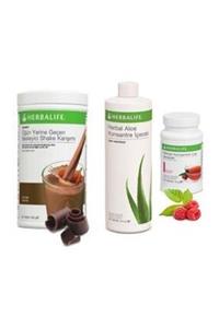 Herbalife Ekonomik Set ( Shake Çikolata 550 Gr. - Aloe 473 Ml.. - Ahududu Çay 50 Gr