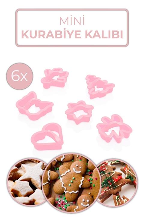 Eynel 6'lı Şekilli Kurabiye Kalıbı Adam Kelebek Yıldız Ağaç Kalp Desenli Şeker Hamur Kesici Şekillendirici