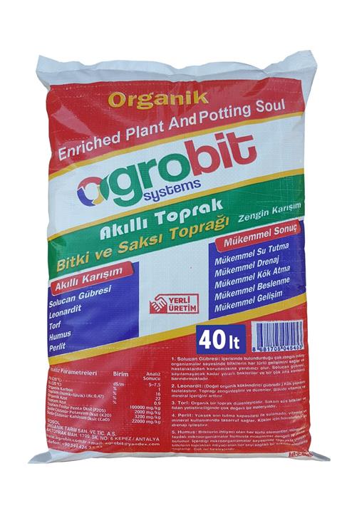 agrobit Bitki ve Saksı Toprağı Solucan Gübresi Torf Humus Perlit Leonardit Akıllı Toprak 40 lt