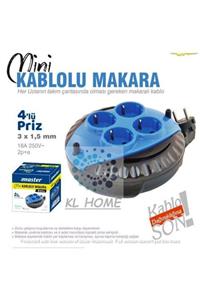 KL HOME Pratik Ev Ofis Ve Işlerinizde Mini Seyyar Makaralı Uzatma Kablosu 3x1,5mm (5 Metre)