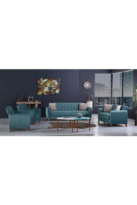 ipek mobilya Daisy Oturma Gurubu 3+3+1+1 ( Turkuaz )