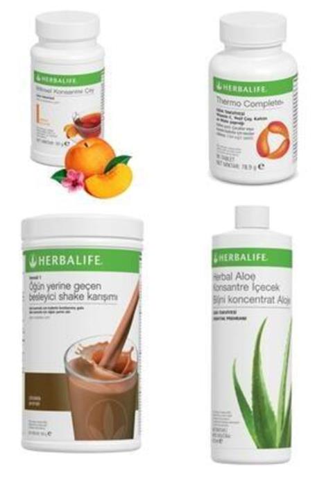 Herbalife Yağ Yakıcı Set 1 Çikolata 1 Şeftali Çay Aloe Içecek Thermo