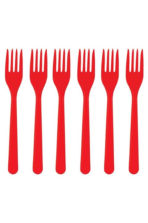 Özcan Ambalaj 25'li Plastik Kırmızı Çatal