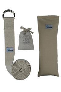 OmSiva Yoga Set 1 Bej Çift Katlı Yıkanabilir Lavantalı Yoga Göz Yastığı Yoga Kemeri