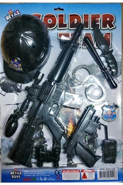 Beyaz Toys Kasklı Kelepçeli Polis Seti 10 Parça