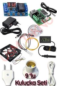 usmtekno 9 Lu Set Kuluçka Makinesi Viyol Motor, Termostad,zaman Modülü ,kuluçka Fanı, Kuluçka Nem Ölçer,
