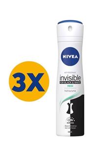 Nivea Invısıble Black&whıte Fresh Kadın Sprey Deodorant 150 ml X 3