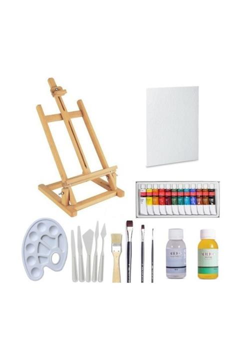 Tahtakale Hobi Yağlı Boya Başlangıç Seti - Masaüstü Şövale Promosyon