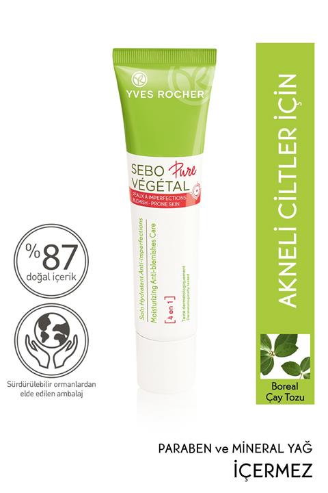 Yves Rocher Akneleri ve Siyah Noktaları Azaltan, Gözenek Sıkılaştıran, Matlaştırıcı Bakım Kremi - 40 ml