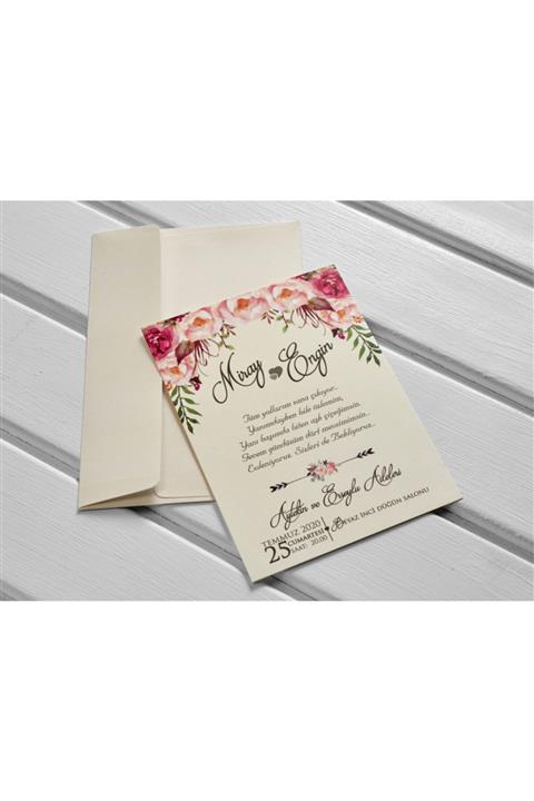 İKLİM DAVETİYE Düğün Nikah Nişan Davetiyesi  100 Adet