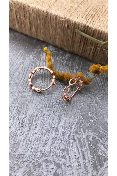 Joel Jewelry Pembe Altın Kaplamalı Minimal Gümüş Halka Küpe