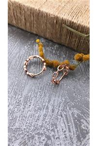 Joel Jewelry Pembe Altın Kaplamalı Minimal Gümüş Halka Küpe