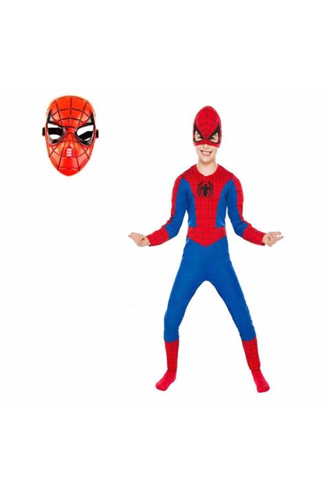 SPIDERMAN Kostümü Örümcek Adam Kostüm 2 Maskeli