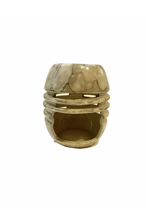 Opia Design Products Seramik Silindir Buhurdanlık Siyah Mermer Desenli Dekoratif Buhurdanlık.
