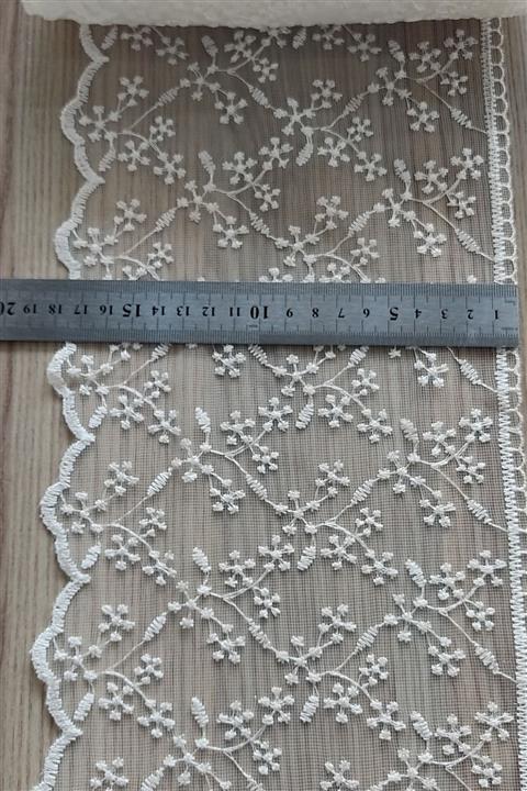 DUAYEN Güpür Tül Üzeri Işleme Dallı Budaklı Desen 3 Mt