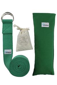 OmSiva Yoga Set 1 Yeşil Çift Katlı Yıkanabilir Lavantalı Yoga Göz Yastığı Yoga Kemeri