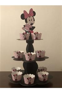 Okarttasarım Minnie Mouse Cupcake Standı Ve Cupcake Sargısı 10 Adet