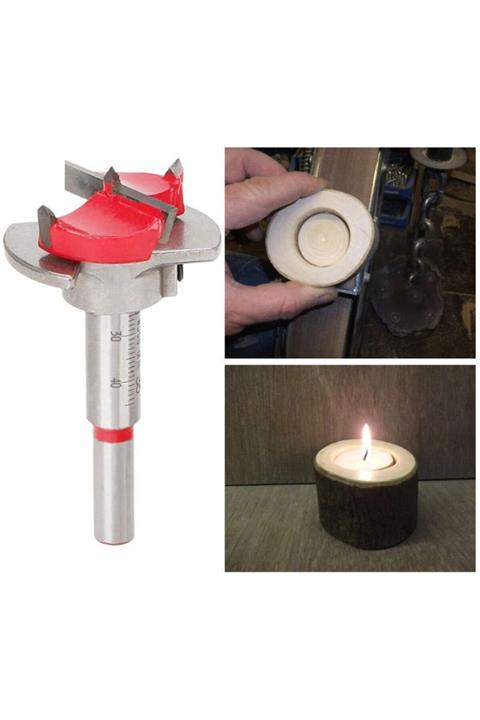 Tulcom Ahşap Freze Ucu Menteşe Mum Delik Açma Seti Stoperli Punch Derinlik Ayarlı Matkap Ucu