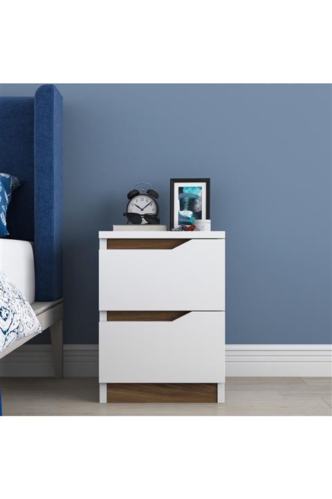 Rani Mobilya Bd106 2 Çekmeceli Komodin Beyaz Minyatür Sağ