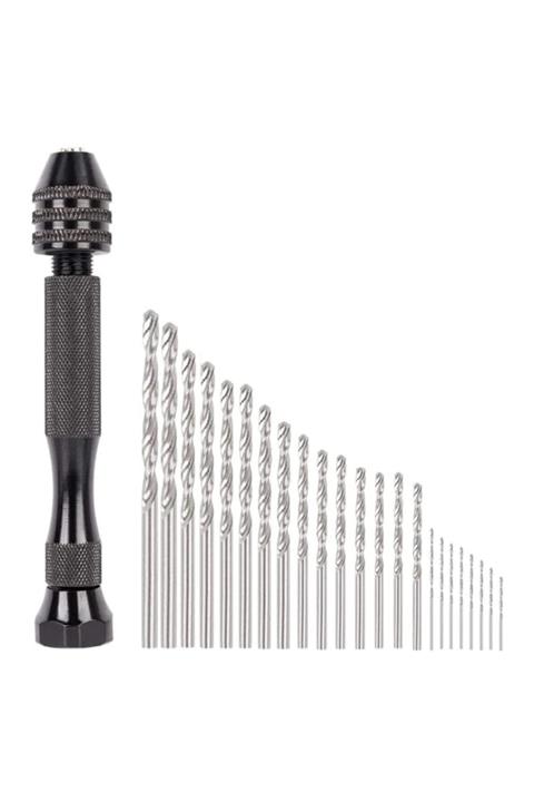 Depolife Mekanik El Matkabı Pim Mengenesi 24lü Matkap Ucu Seti Otomatik Mandrenli Hassas Takı Saatci Boncuk